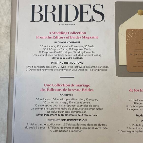 GARTNER STUDIOS BRIDES INVITATION KIT WEDDING GOLD DOTS RUSTIC DIY 30 CT - Picture 8 of 9